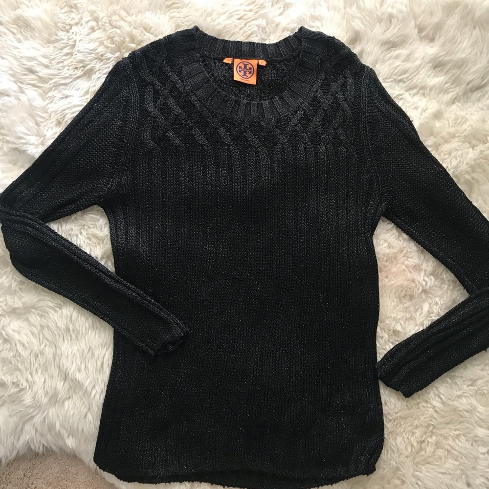 Tory Burch metallic black knitted sweater- XL